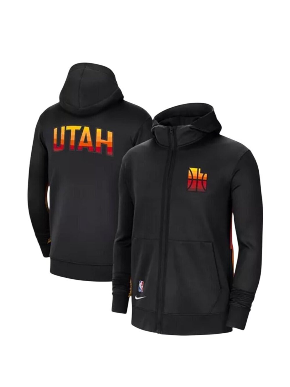 Nike Sweatshirt Men's XL Black Utah Jazz City Edition Performance Full-Zip Hoodi